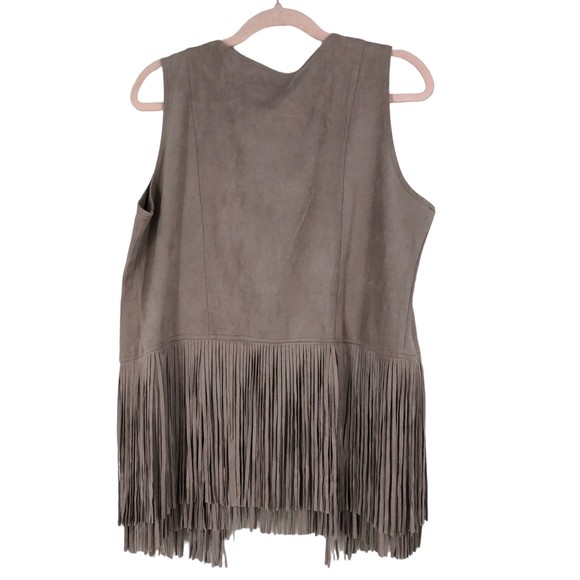Solitaire Super Soft, Lightweight Faux Suede Fringe Vest, Boho, Western, Rodeo L - Picture 2 of 8